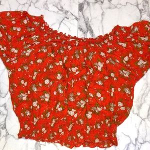 Puffy Sleeve Off the Shoulder Crop Top